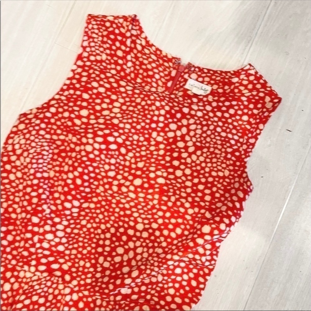 ☀️ Maison Jules red Polka-dot spring sleeveless dress small - Picture 3 of 5